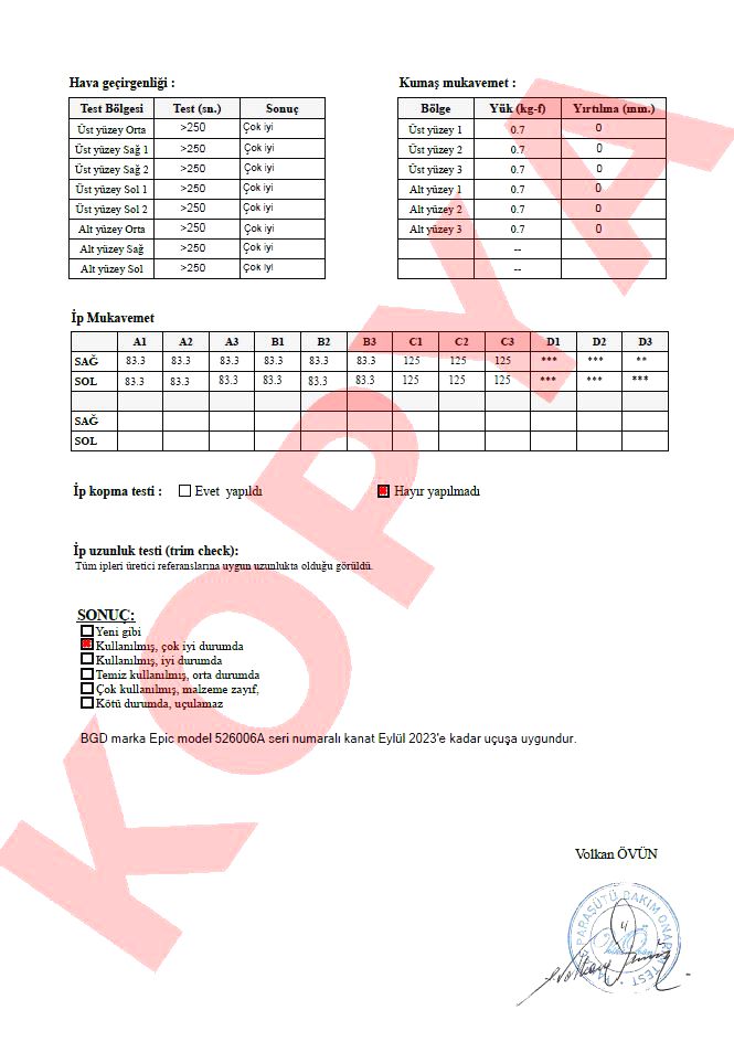 Epic Rapor BGD EPİC L 100-125 KG , FULL TEST RAPORLU , YENİ GİBİ , AZ UÇUŞLU