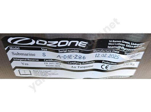 Ozone Submarine Yarışma Harnesi, Small (160-176 cm), 02/2025 Üretim, 140 Saat - 10